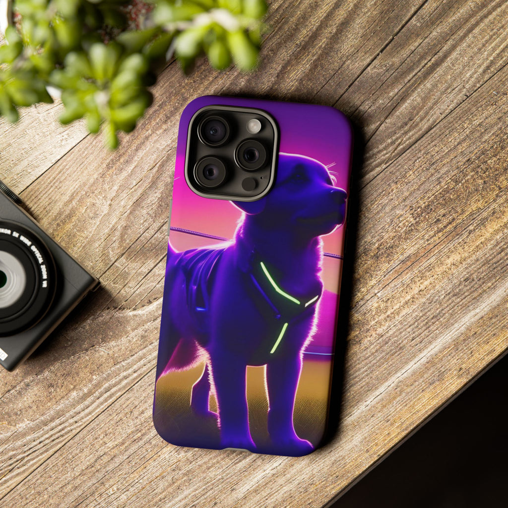 Coque de téléphone motif chien néon vibrant