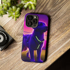 Coque de téléphone motif chien néon vibrant
