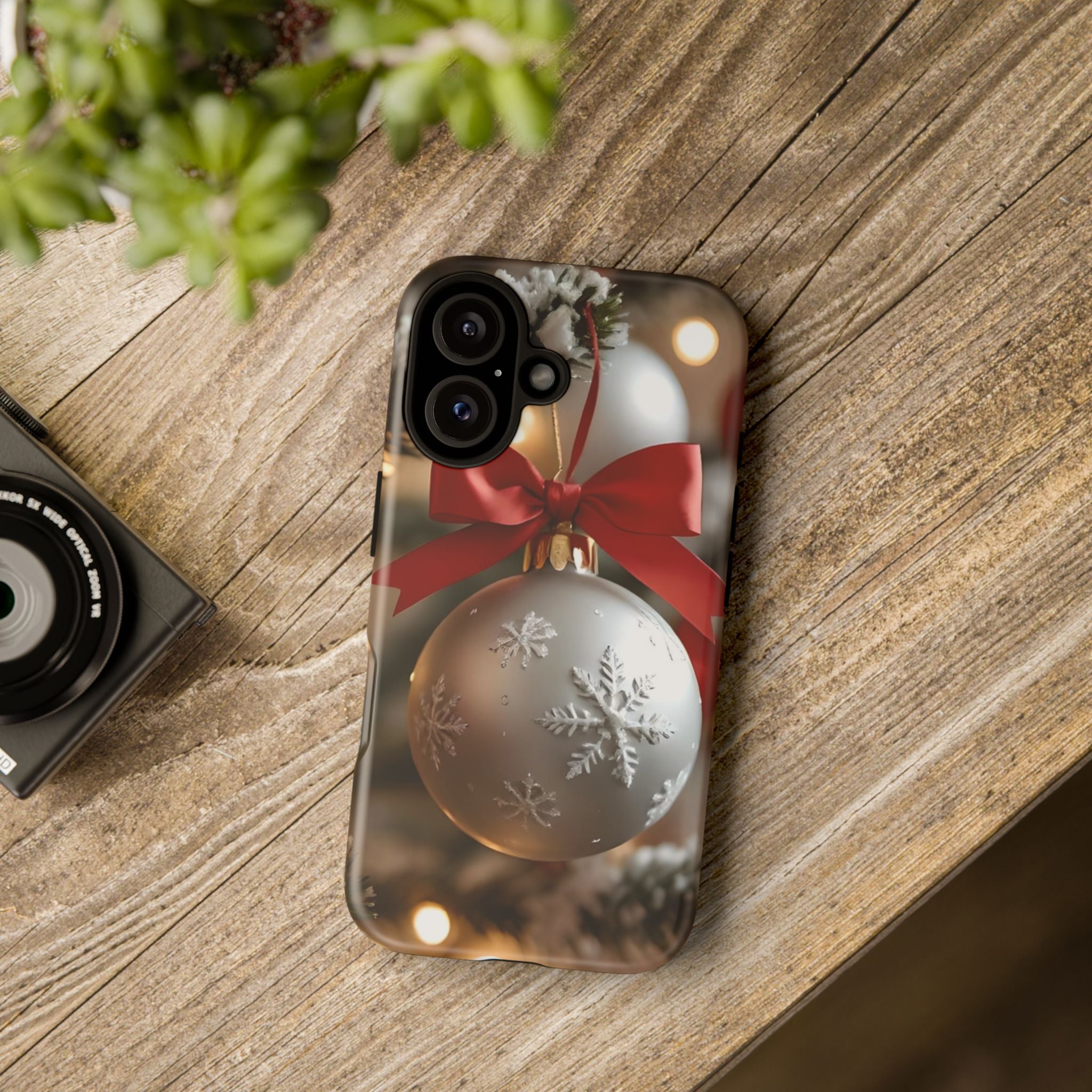 Christmas Phone Case with Seasonal Ornament Design
