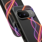 Coque de téléphone vibrante avec motif lumineux abstrait, coque artistique, accessoire technologique moderne, cadeau pour les passionnés de technologie, coque de téléphone personnalisée