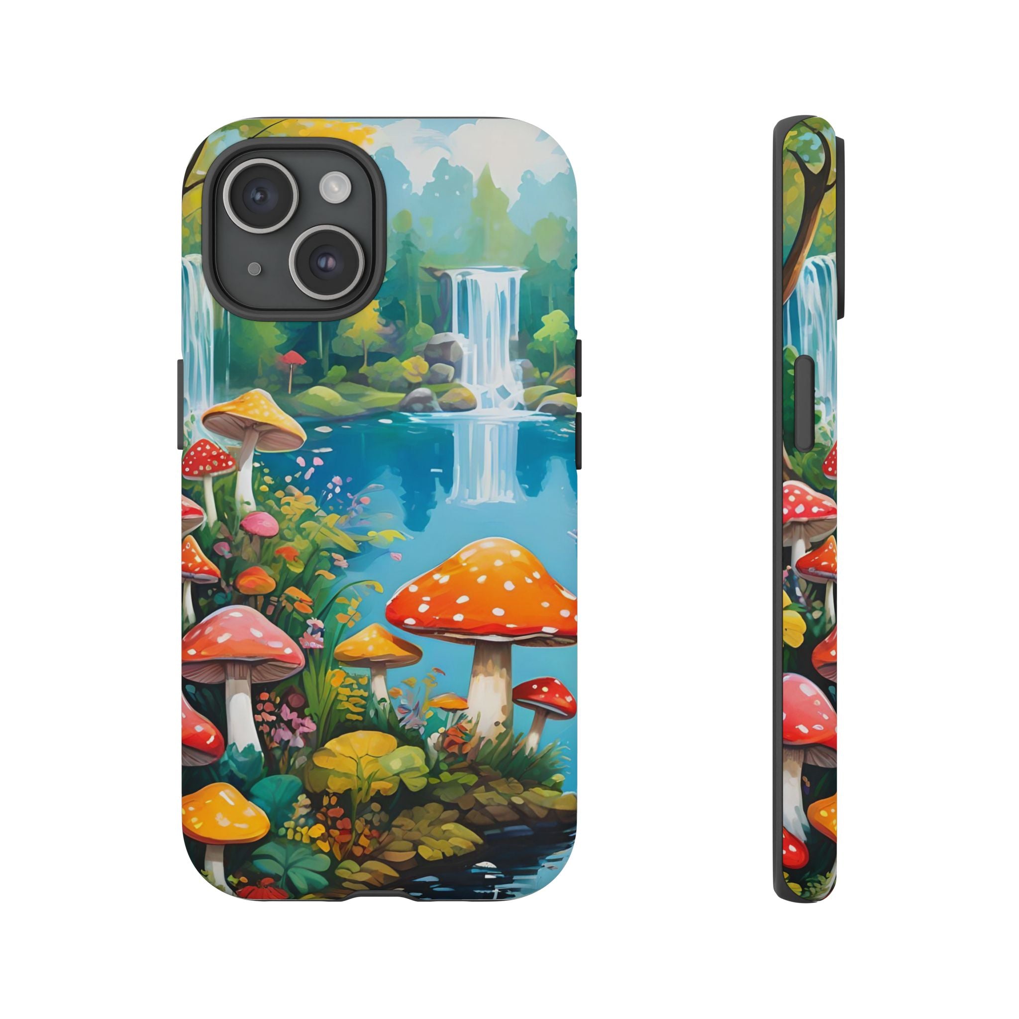 Mushroom Phone Case with Vibrant Nature Scene