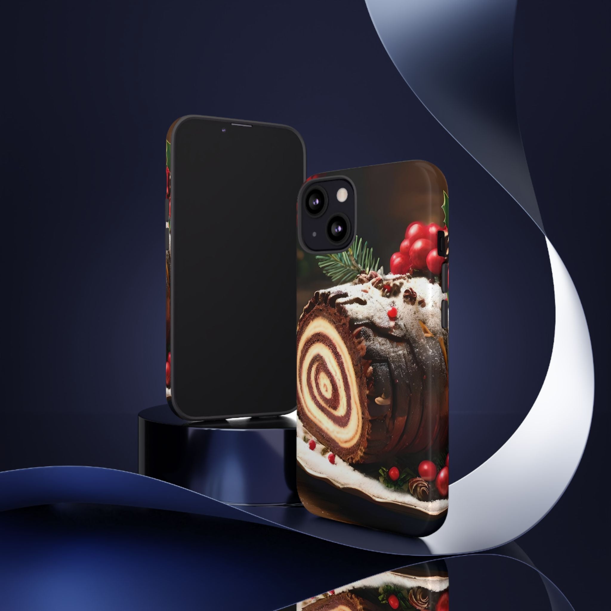 Festive Phone Case with Yule Log Design