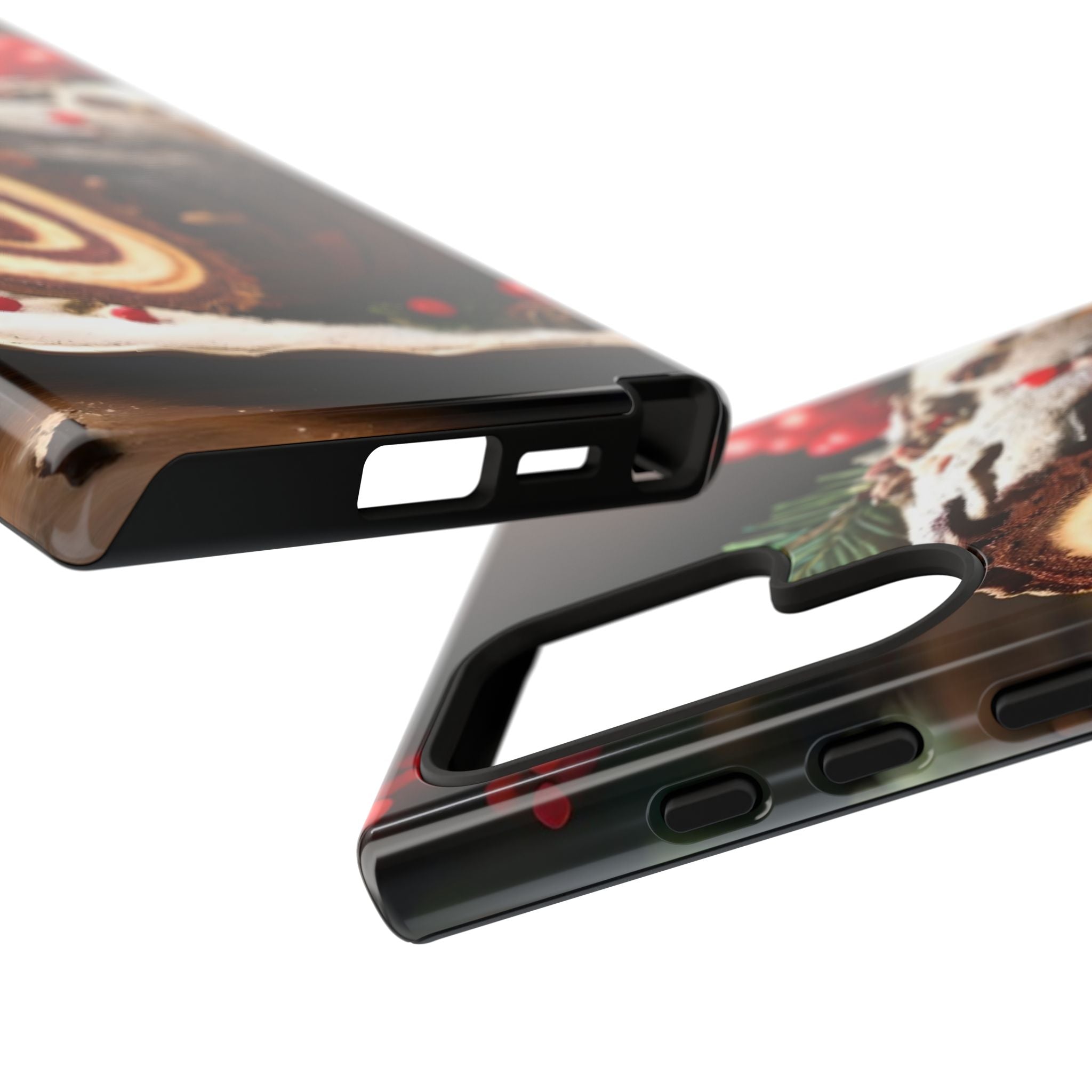 Festive Phone Case with Yule Log Design