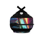 Holographic Iridescent Foil Shine Design, Black Backpack
