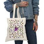 Natural Tote Bag with Colorful Vertebra Designs