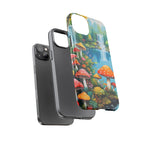 Coque de téléphone champignon avec scène de nature vibrante