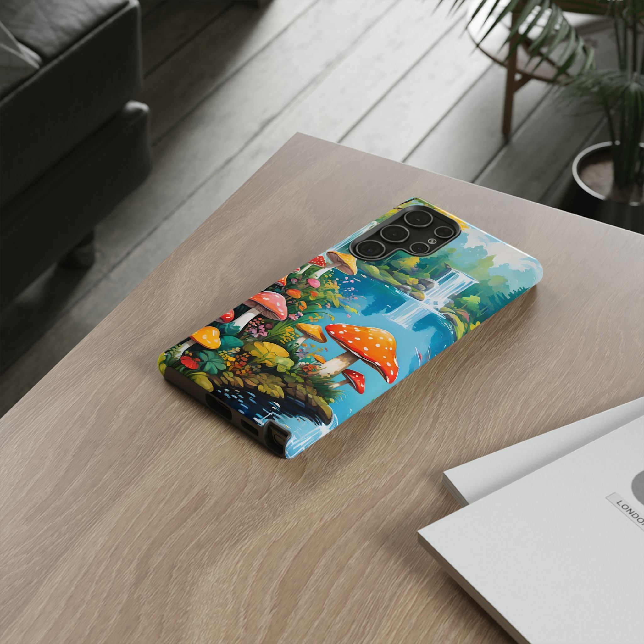 Mushroom Phone Case with Vibrant Nature Scene