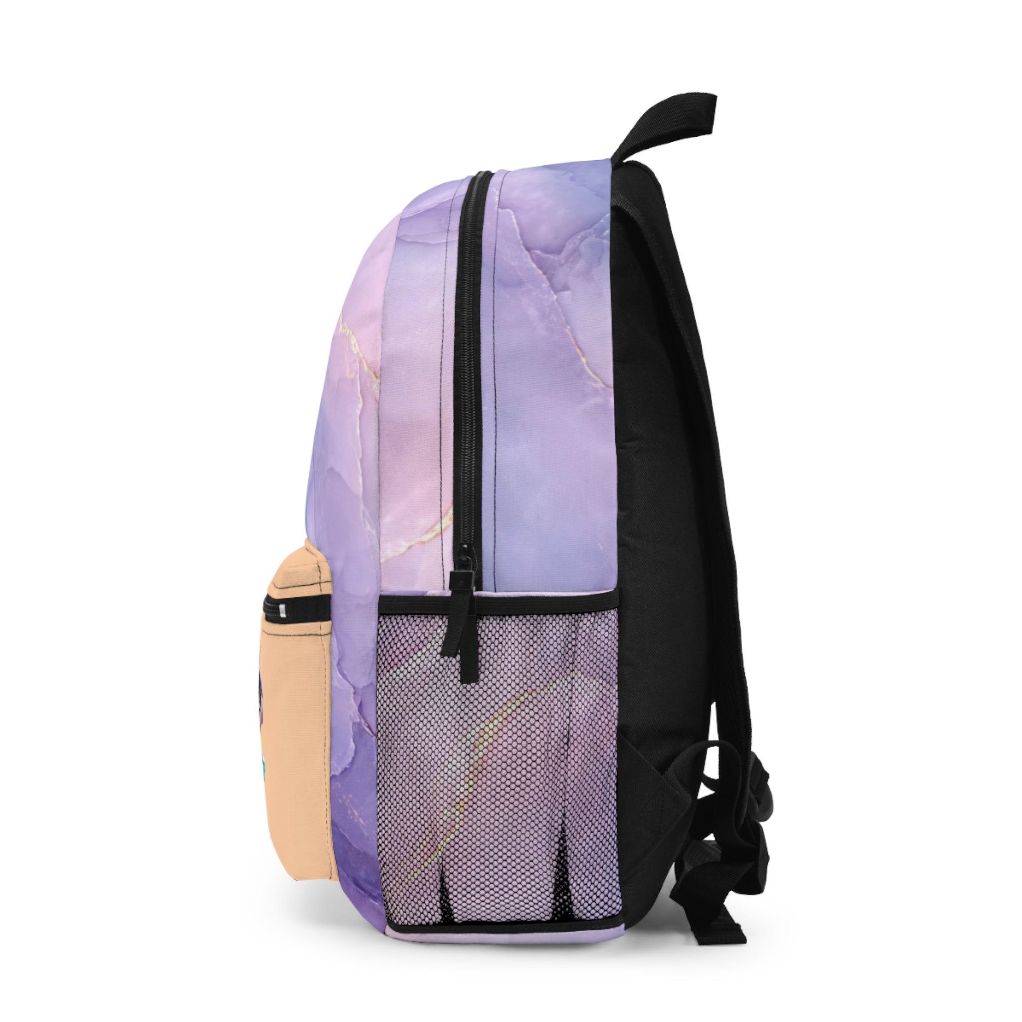 Pastel Marble Pattern with Cute Character, Backpack