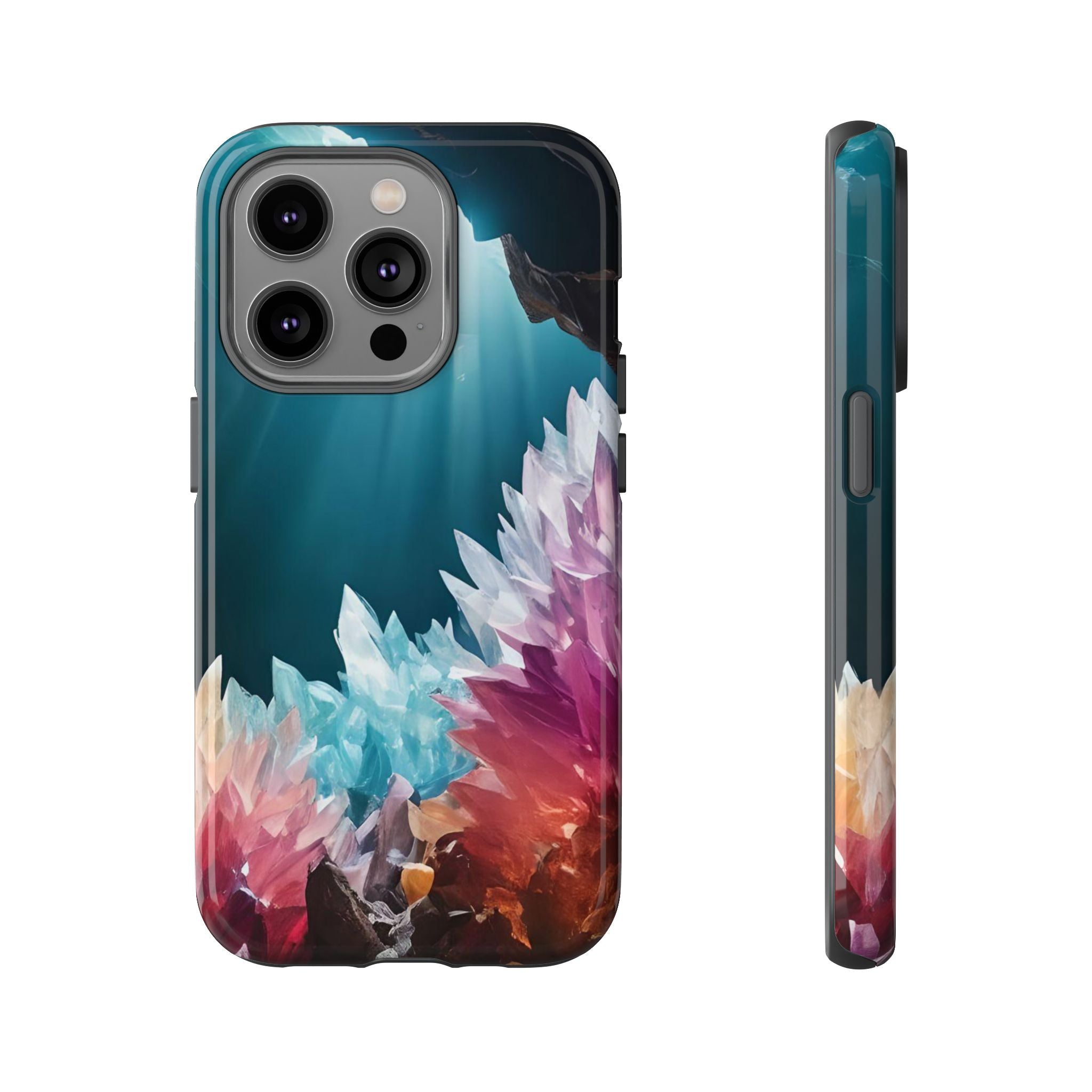 Colorful Crystal Phone Case, Tough Phone Cover, Gemstone Case, Unique iPhone Cover, Vibrant Art Protector, Gift for Geology Lovers
