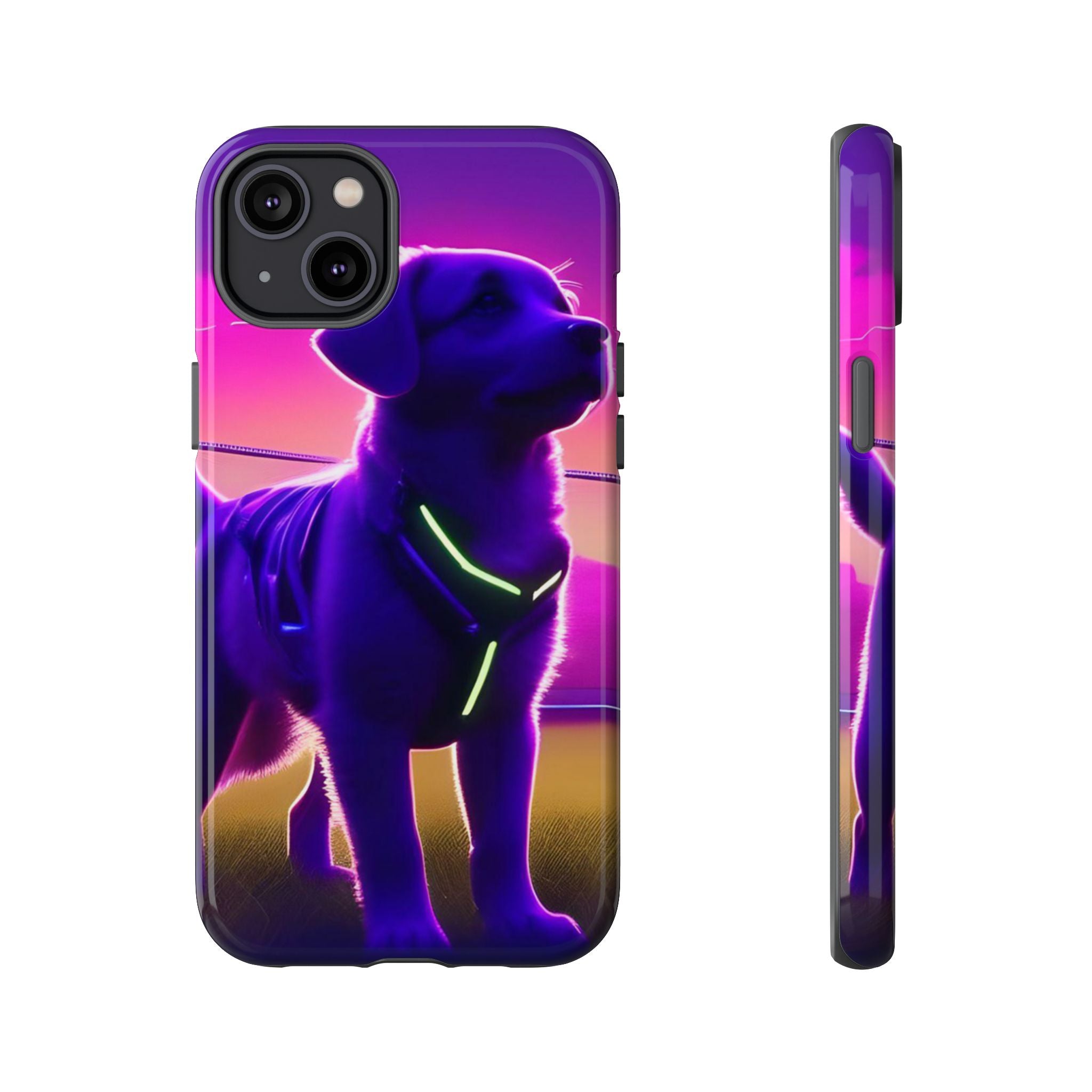 Vibrant Neon-Style Dog, Phone Case