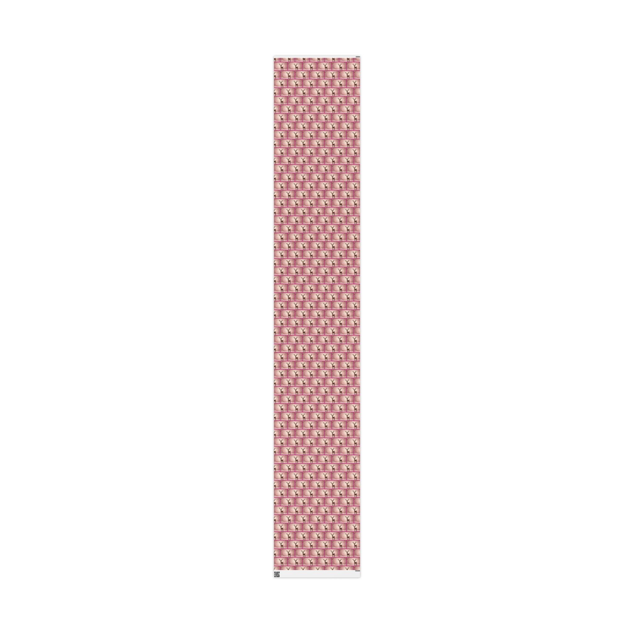 Pink Reindeer Holiday Scene, Christmas Gift Wrap Paper