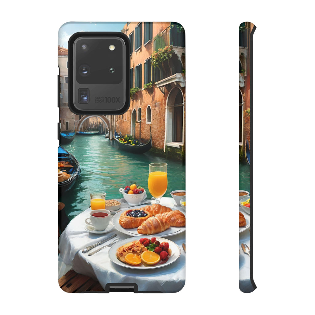 Scène de petit-déjeuner à Venise, étui de téléphone