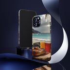 Vue d'un pique-nique sur une plage tropicale, étui pour téléphone