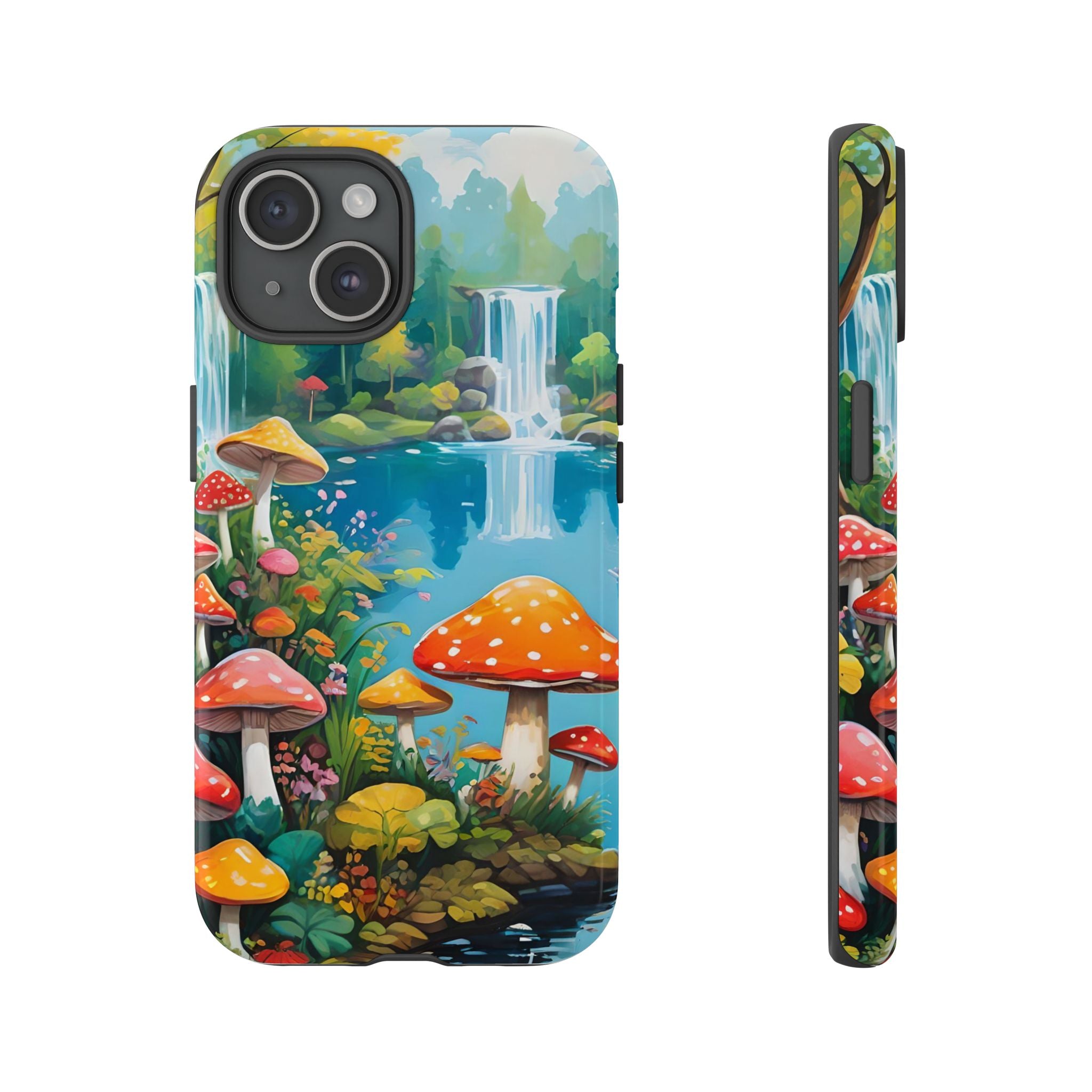 Mushroom Phone Case with Vibrant Nature Scene
