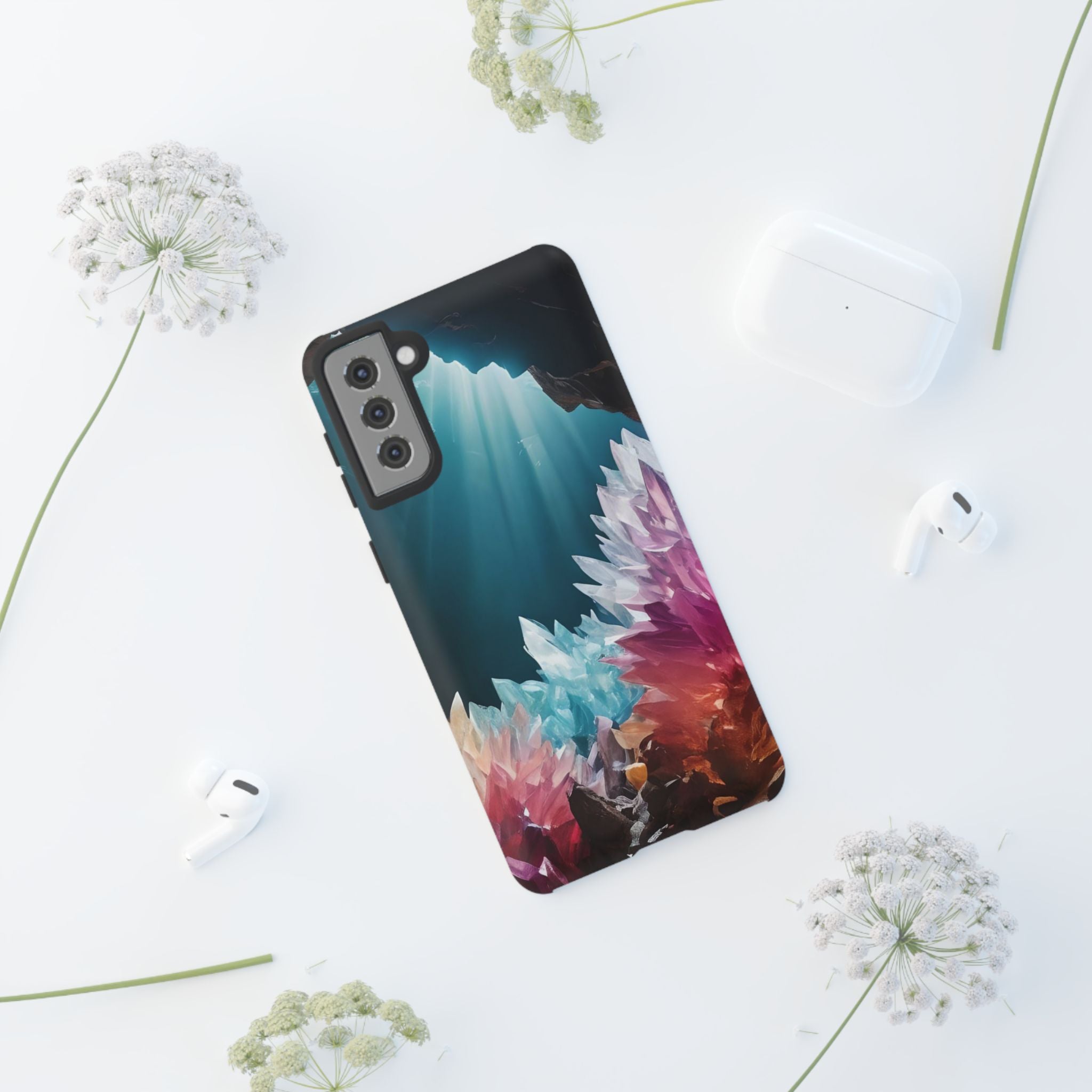 Colorful Crystal Cave Light Beam, Phone Case