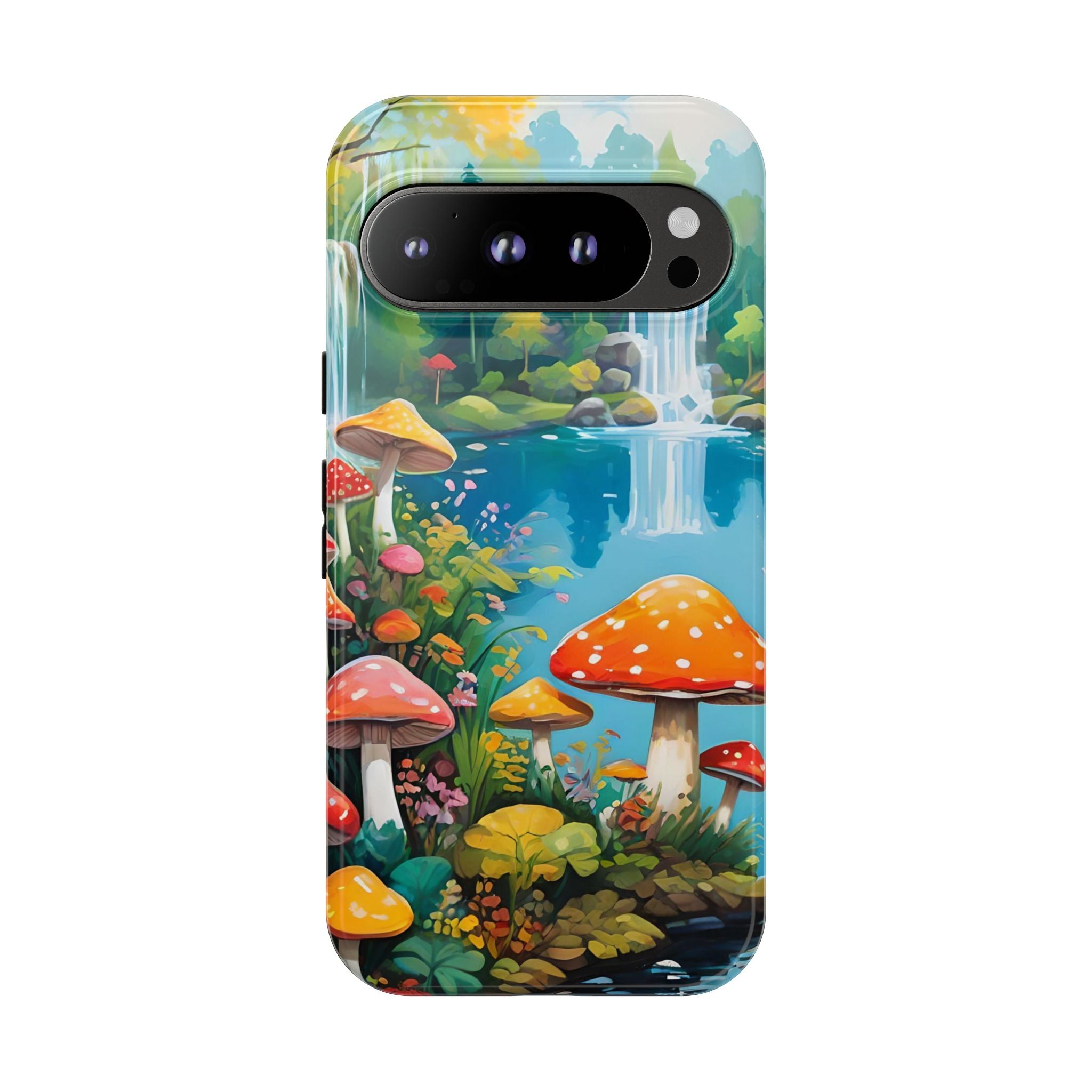 Mushroom Phone Case with Vibrant Nature Scene