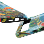 Coque de téléphone champignon avec scène de nature vibrante