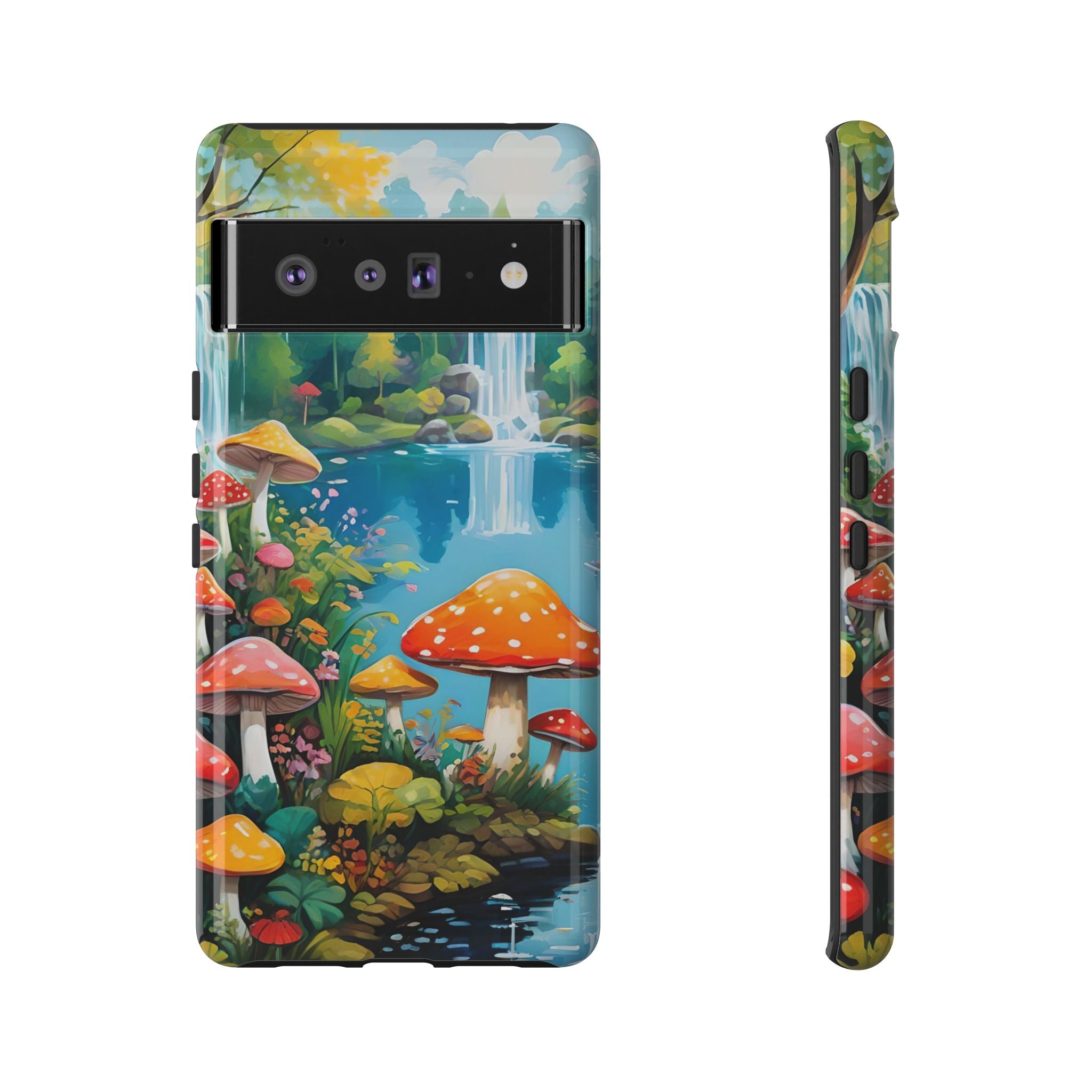 Mushroom Phone Case with Vibrant Nature Scene