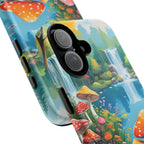 Coque de téléphone champignon avec scène de nature vibrante