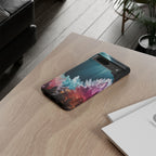 Faisceau lumineux coloré de la grotte de cristal, étui de téléphone