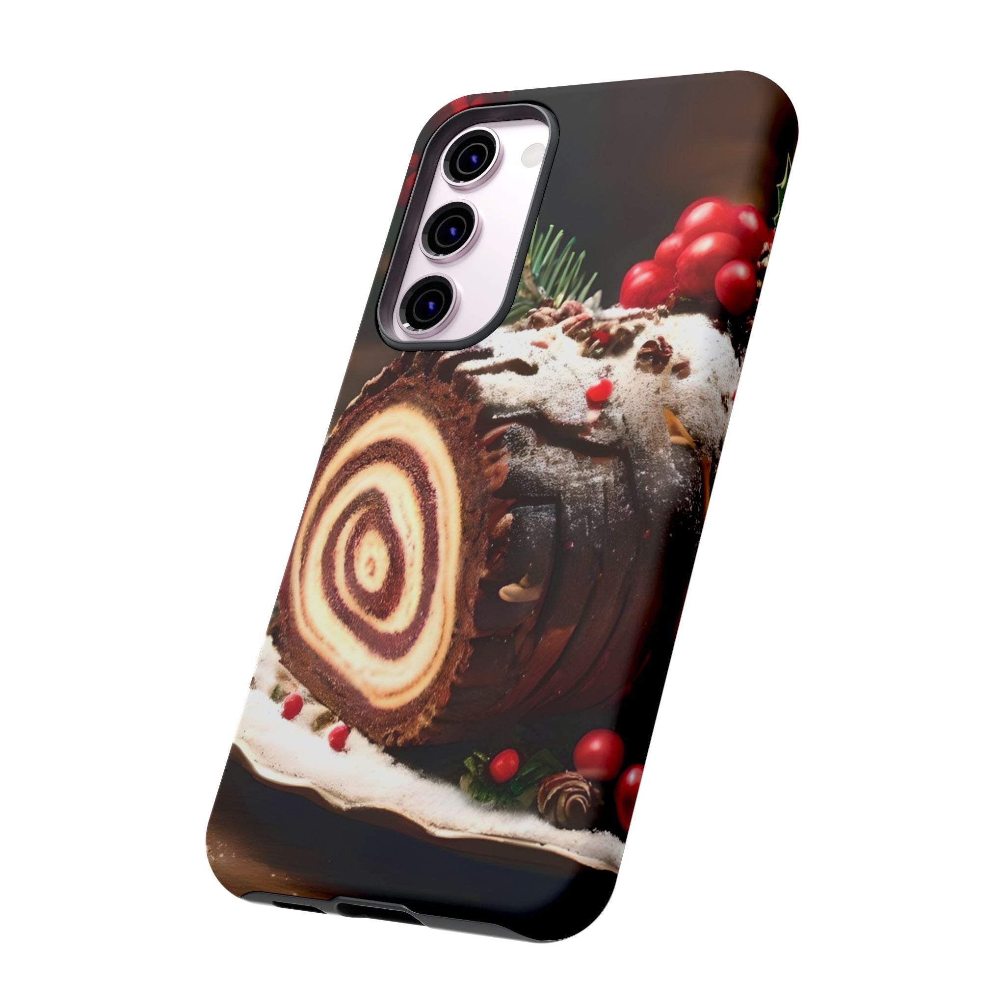 Festive Phone Case with Yule Log Design