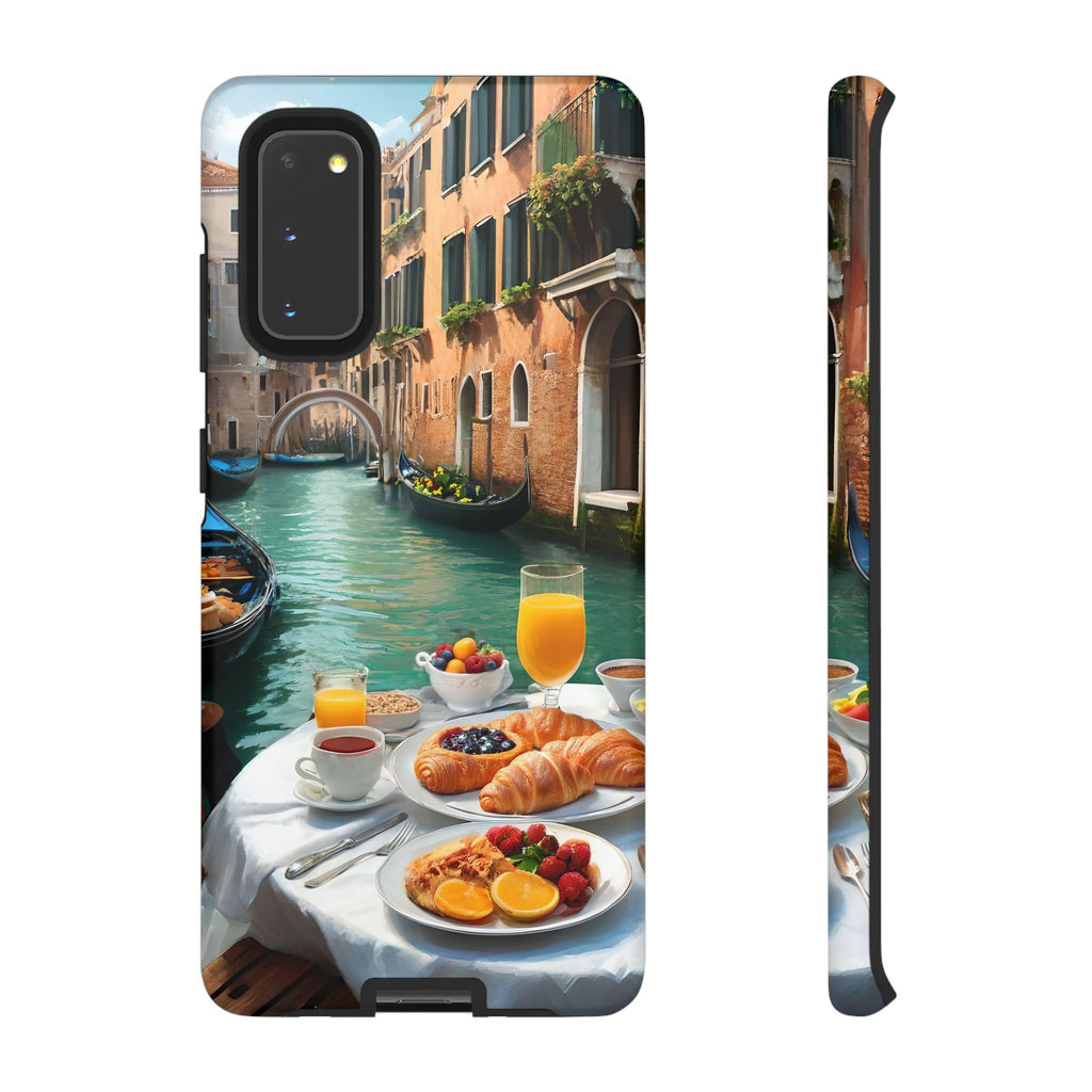 Scène de petit-déjeuner à Venise, étui de téléphone