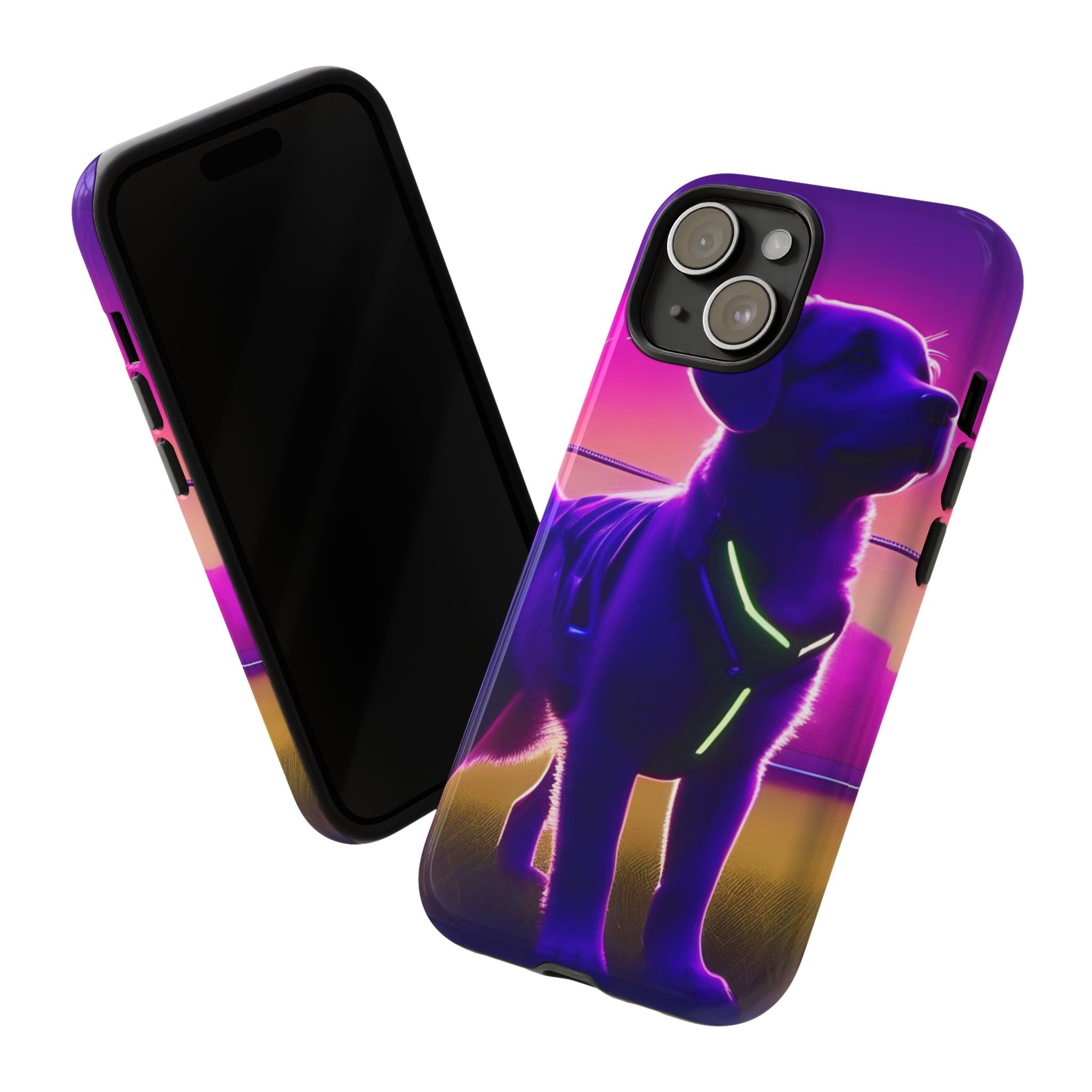 Vibrant Neon-Style Dog, Phone Case