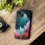 Faisceau lumineux coloré de la grotte de cristal, étui de téléphone