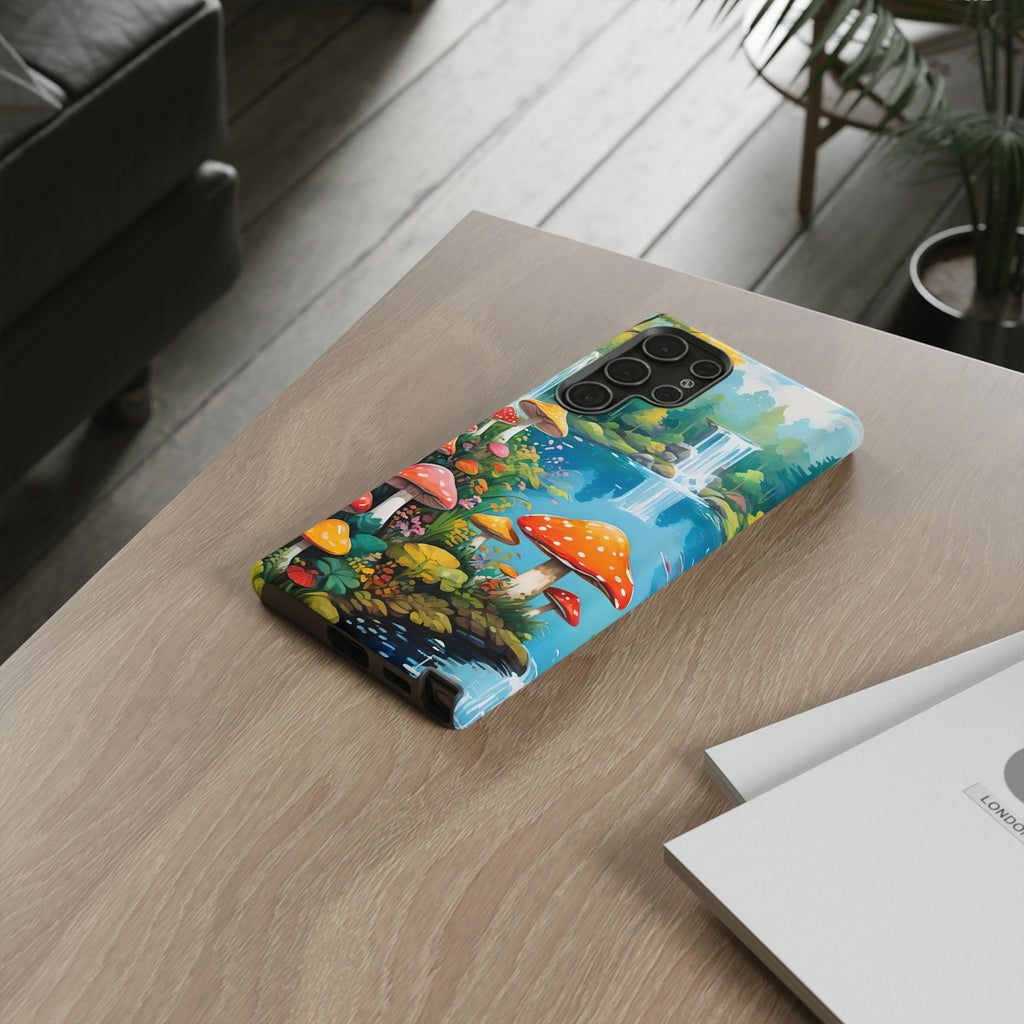 Mushroom Phone Case with Vibrant Nature Scene