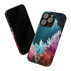 Faisceau lumineux coloré de la grotte de cristal, étui de téléphone