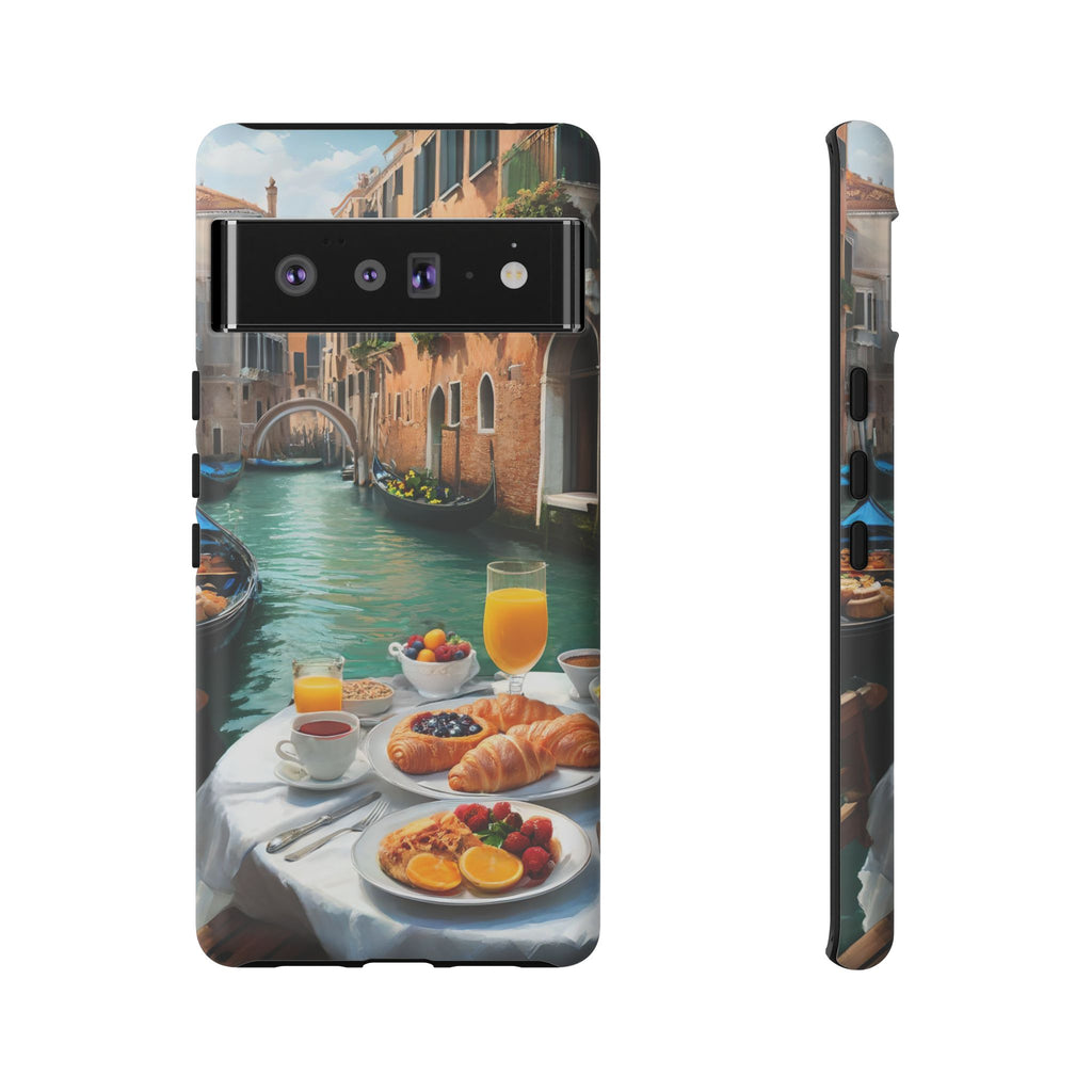 Scène de petit-déjeuner à Venise, étui de téléphone