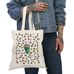 Natural Tote Bag with Colorful Vertebra Designs