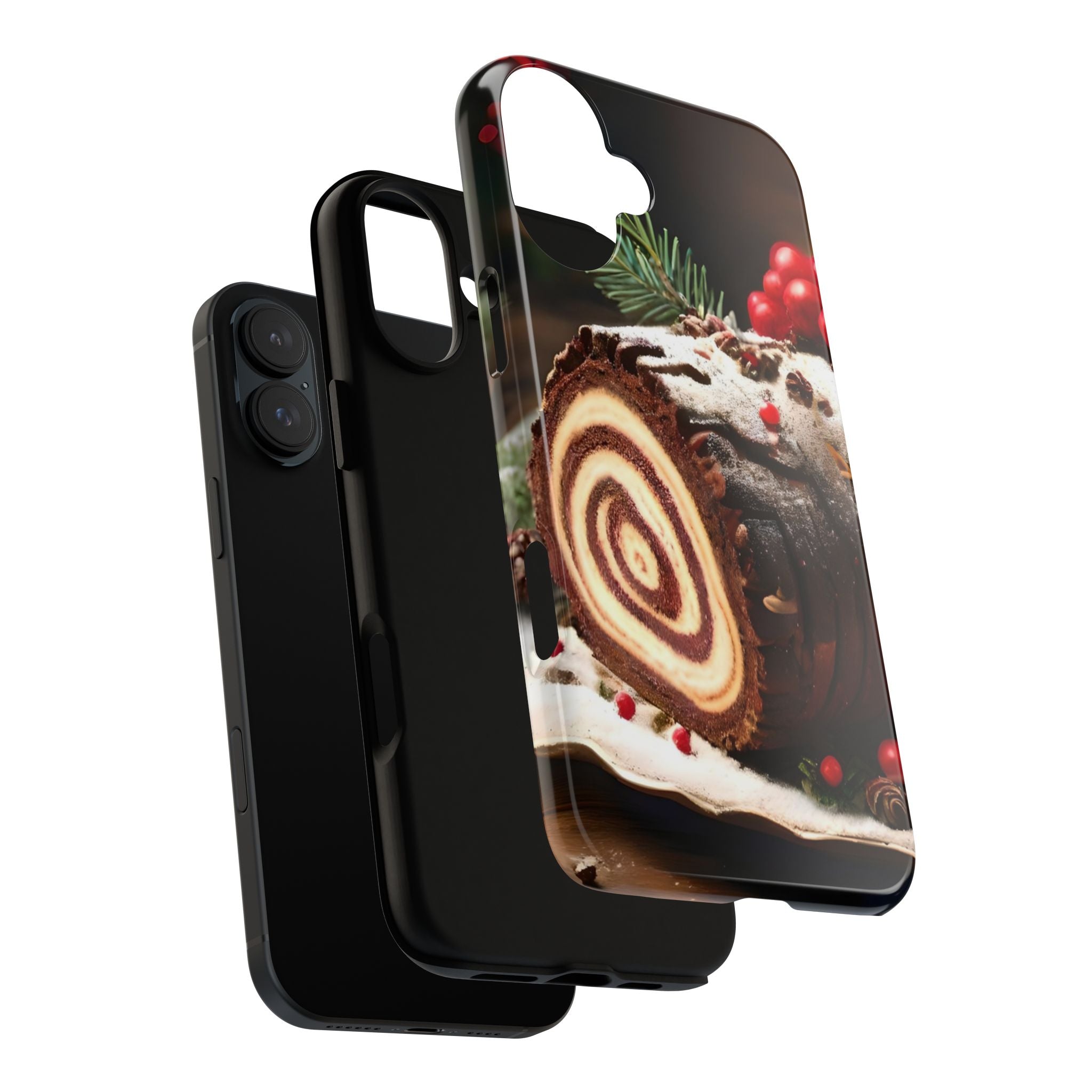 Festive Phone Case with Yule Log Design