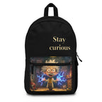 Stay Curious Quote and Scientist Art, Black Backpack