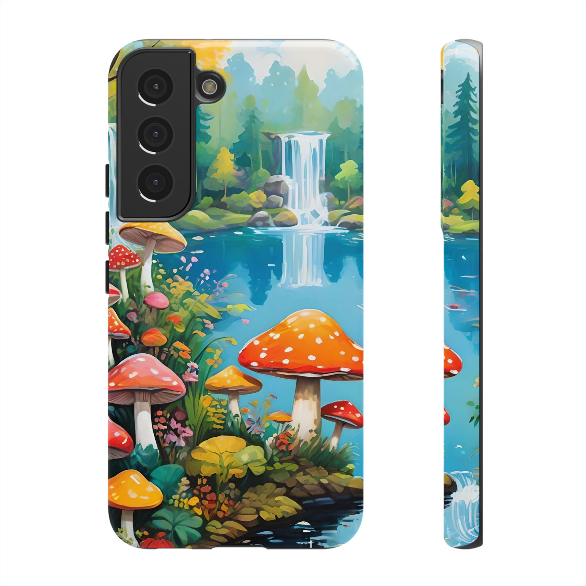 Mushroom Phone Case with Vibrant Nature Scene