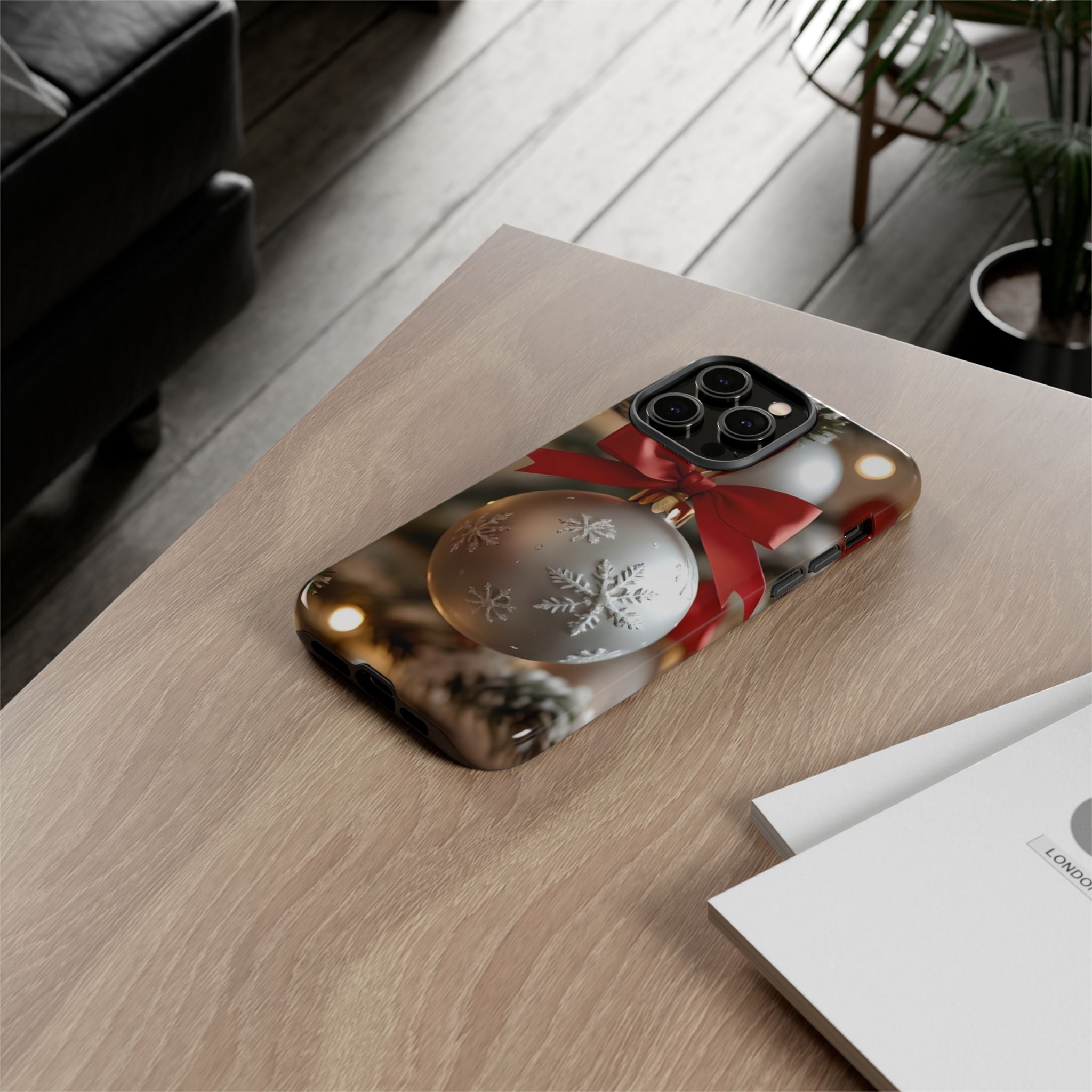 Christmas Phone Case with Seasonal Ornament Design