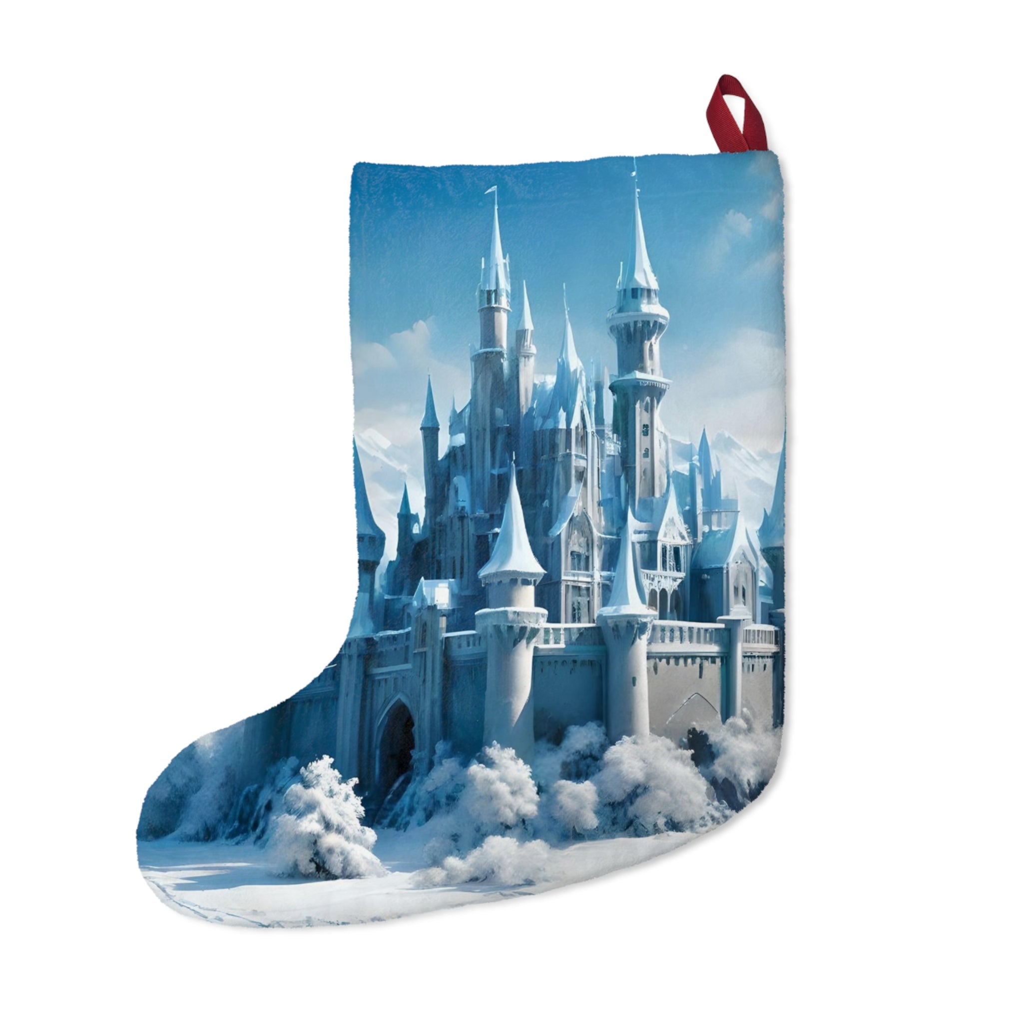 Frozen Ice Castle Design, Winter Christmas Stocking