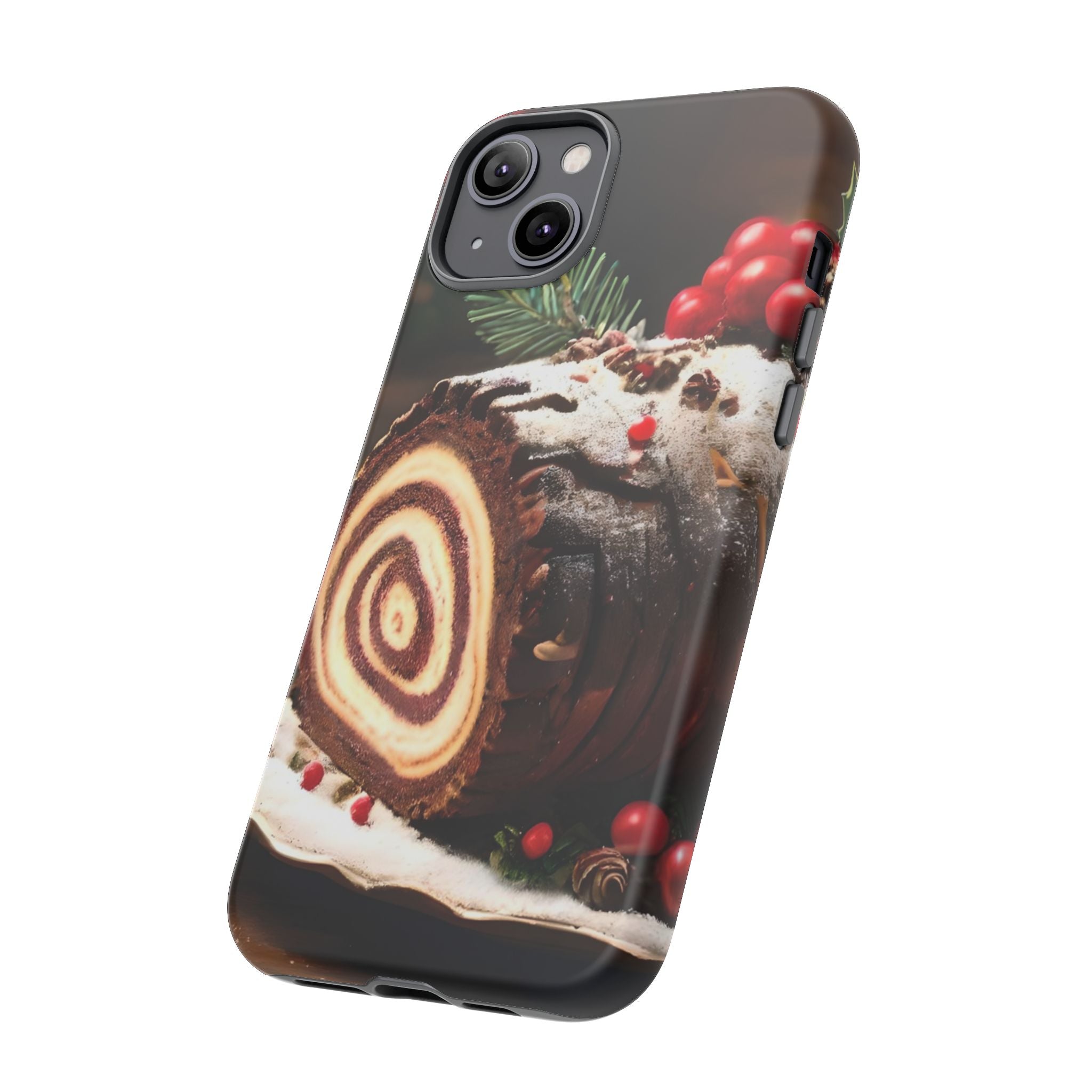 Festive Phone Case with Yule Log Design