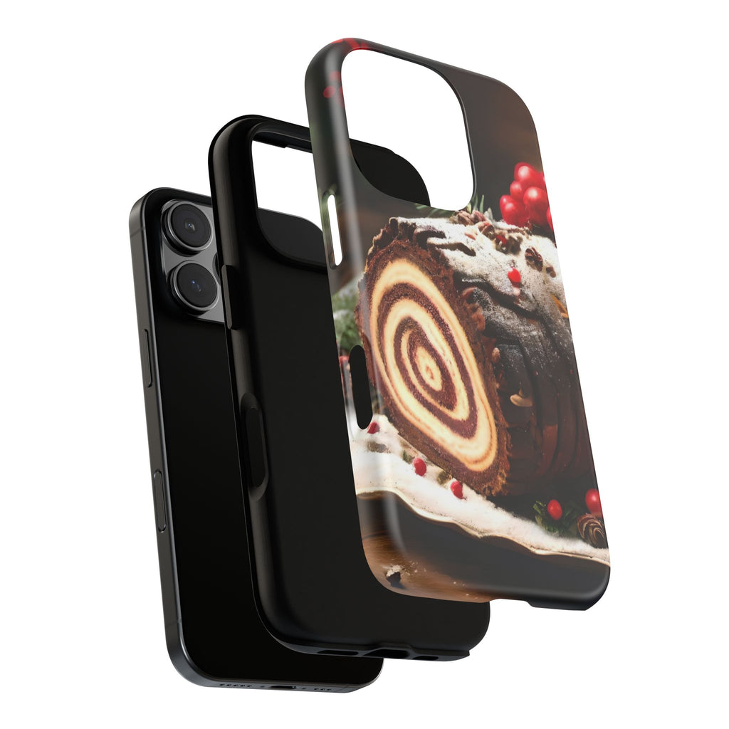 Festive Phone Case with Yule Log Design