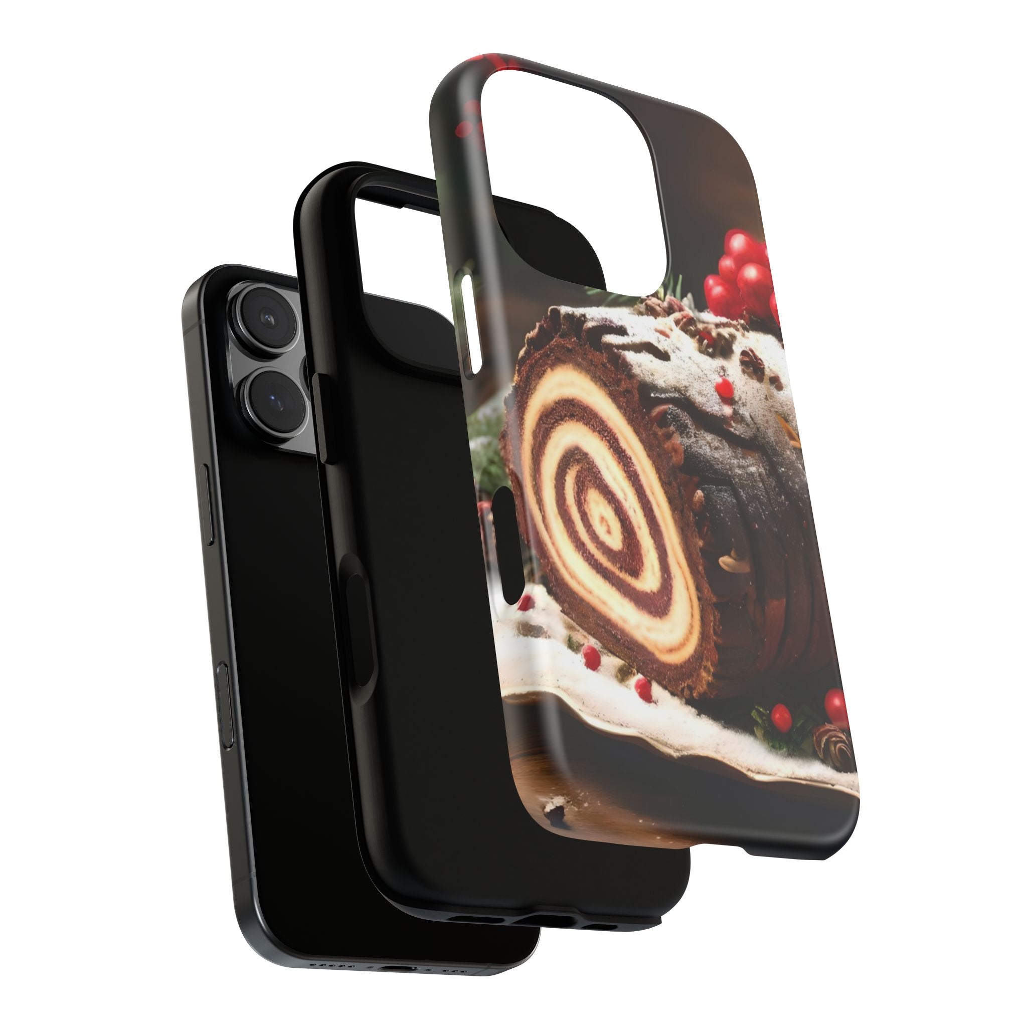Festive Phone Case with Yule Log Design