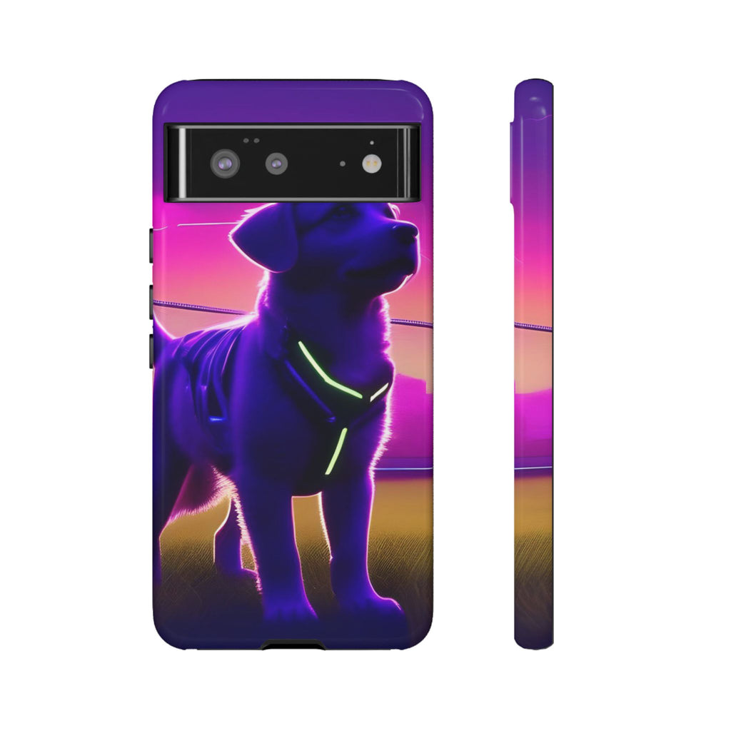 Coque de téléphone motif chien néon vibrant