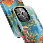 Coque de téléphone champignon avec scène de nature vibrante