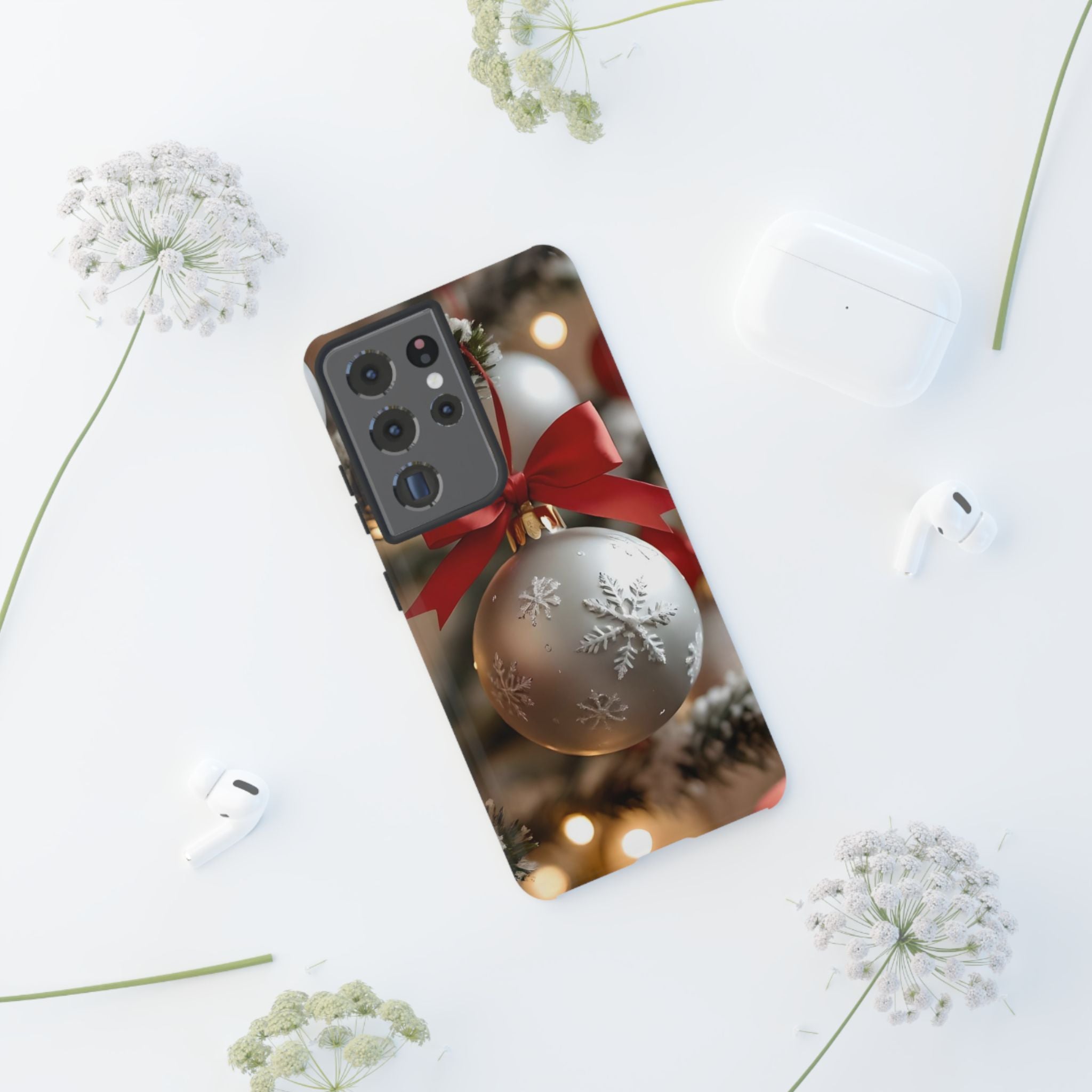 Christmas Phone Case with Seasonal Ornament Design