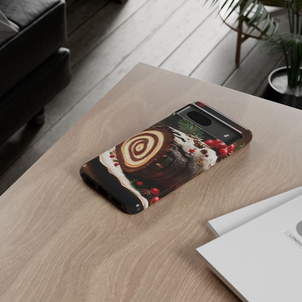 Festive Phone Case with Yule Log Design