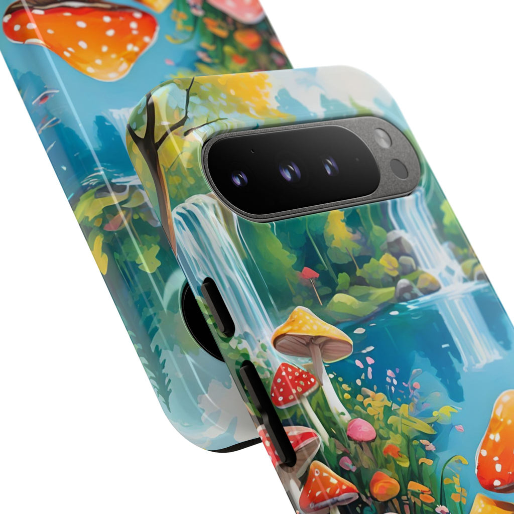 Mushroom Phone Case with Vibrant Nature Scene