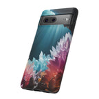 Faisceau lumineux coloré de la grotte de cristal, étui de téléphone