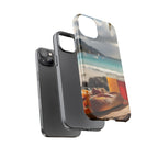 Vue d'un pique-nique sur une plage tropicale, étui pour téléphone