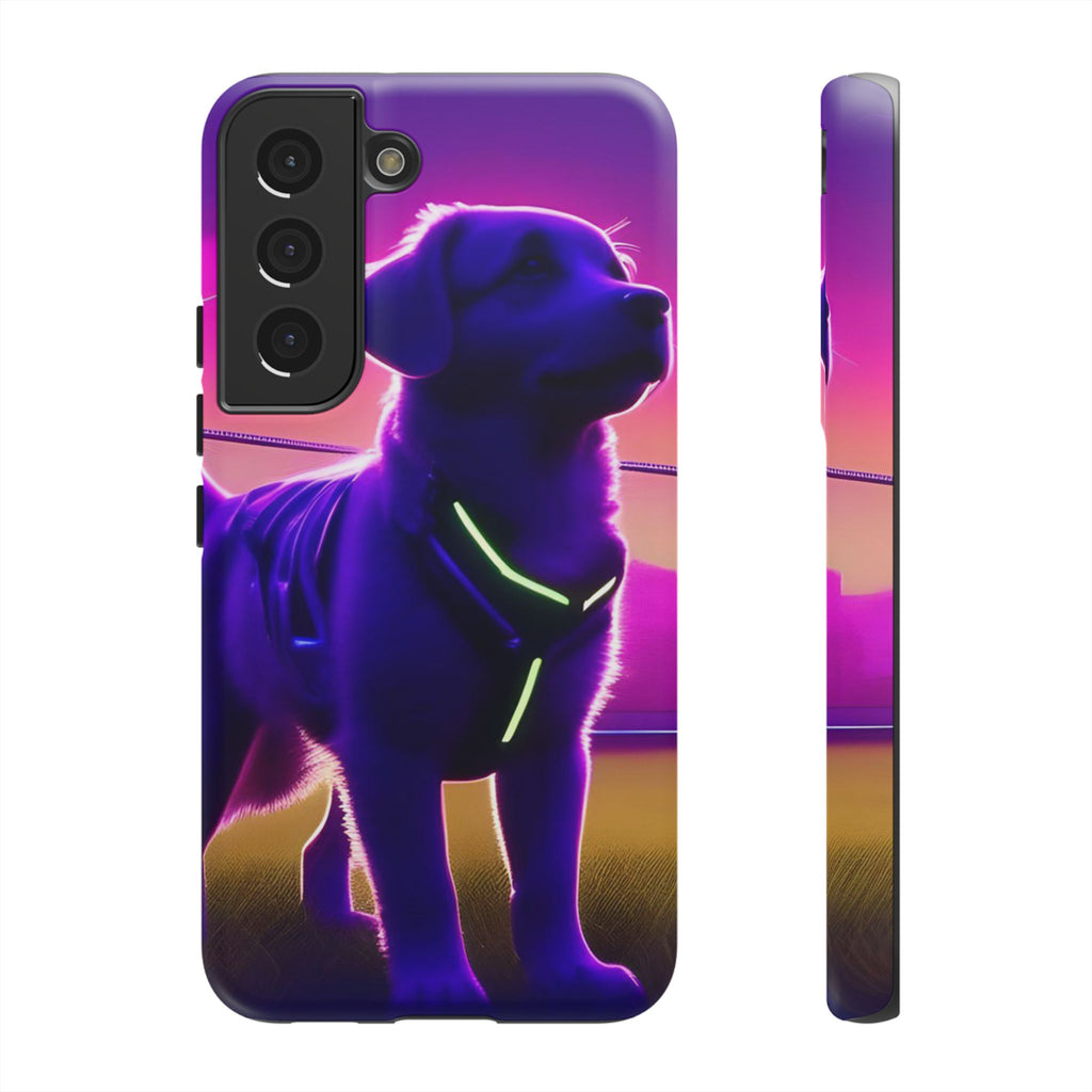 Coque de téléphone motif chien néon vibrant