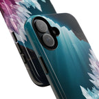 Faisceau lumineux coloré de la grotte de cristal, étui de téléphone