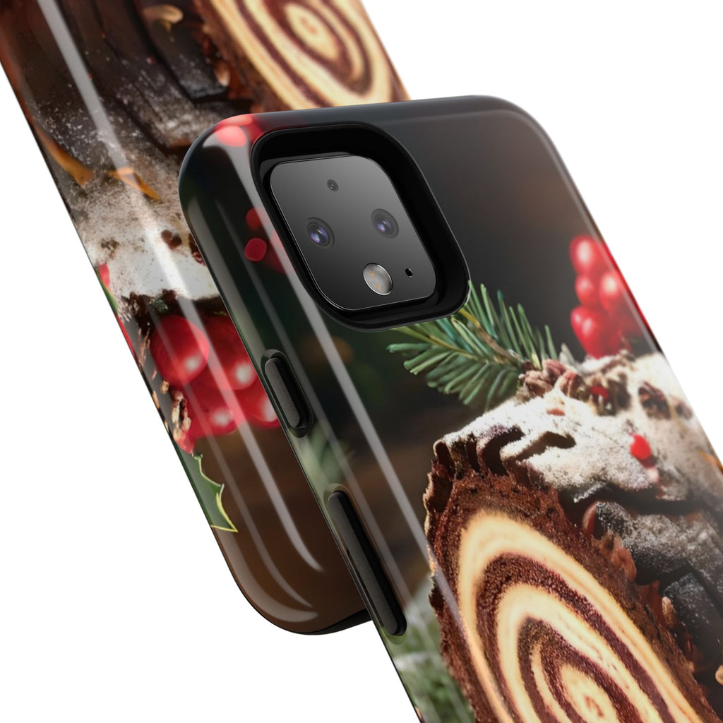 Festive Phone Case with Yule Log Design